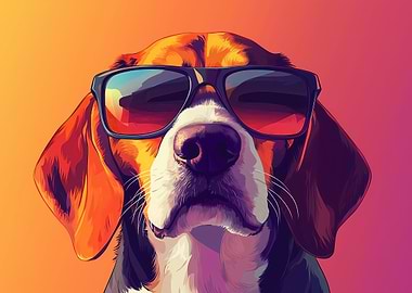 Cool Beagle with Sunglasses