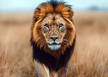 Majestic Lion with Blue Eyes