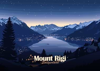 Mount Rigi, Switzerland at Night