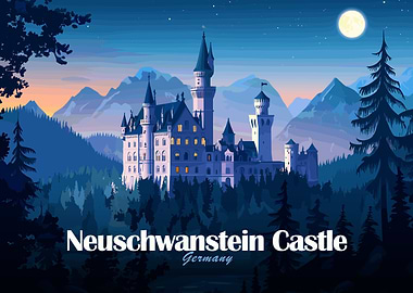 Neuschwanstein Castle, Germany at Night
