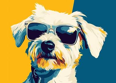 Cool Malteser Dog with Sunglasses Pop Art