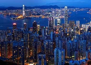 Hong Kong Cityscape at Night