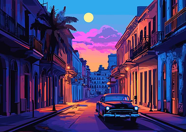 Vintage Car in Havana Street