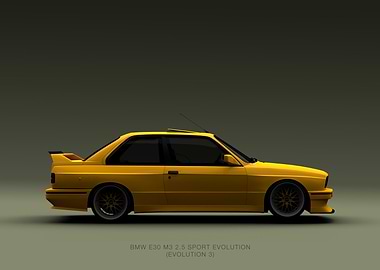 Yellow BMW E30 M3 Sport Evolution
