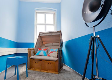 Interior with Beach Chair and Lamp