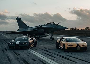 Bugatti Chiron with Rafale Marine Fighter