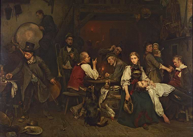 Old Tavern Scene Painting