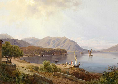 Italian Coastal Landscape Painting