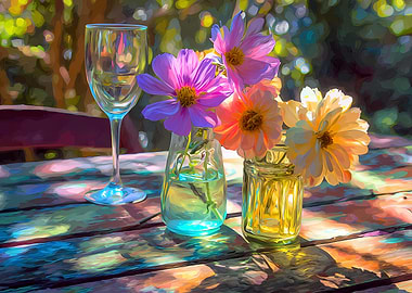 Floral Still Life with Glass