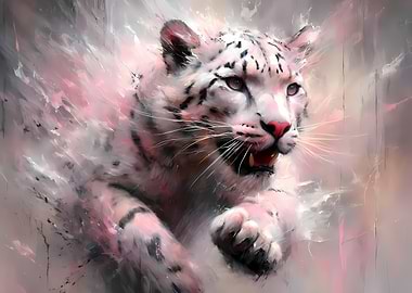 Snow Leopard Abstract Painting
