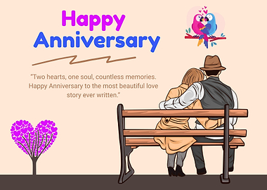 Happy Anniversary Couple on Bench