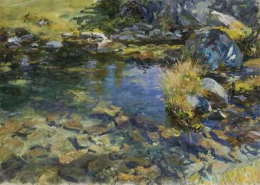 Alpine Pool Oil Painting
