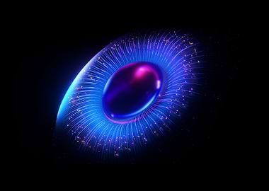 Abstract Glowing Orb with Light Trails