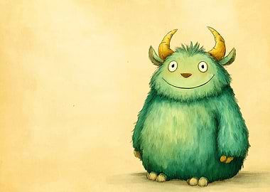 Cute Green Monster Illustration