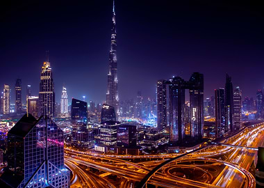 Dubai Skyline at Night