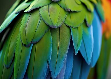Close-up of Colorful Parrot Feathers