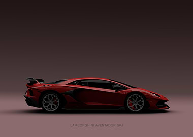 Red Lamborghini Aventador SVJ Side View