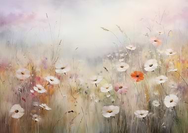 Flower Field Vintage Art