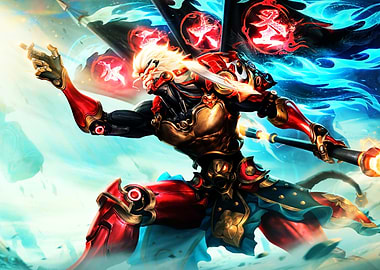 mecha sun wukong with Staff Digital Art