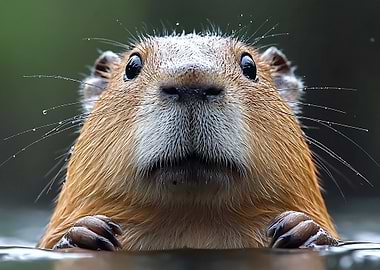 Capybara portrait in water