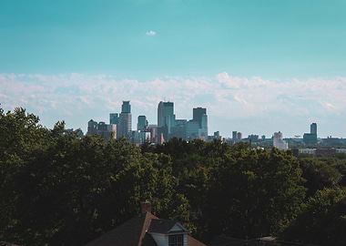 Minneapolis Skyline View from Above Trees