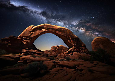 Desert Arch Under Milky Way