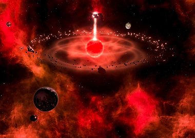 Red Nebula with Planets and Asteroids in stellaris