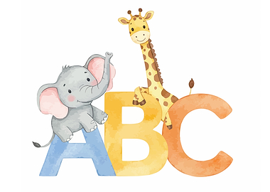 Elephant, Giraffe, and ABC Letters