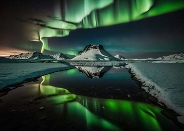 Aurora Borealis Snowy Landscape