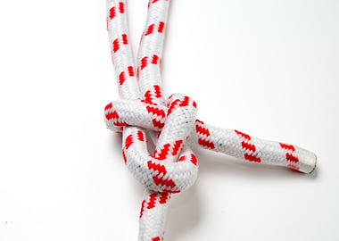 Red and White Rope Sheet Bend knot