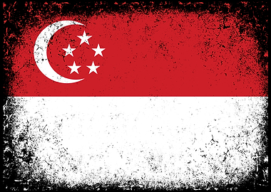 Distressed Singapore Flag