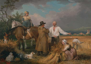 Wheat Field Scene with Figures