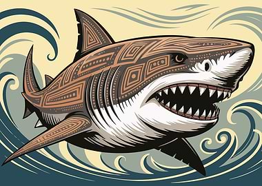 Tribal Shark Illustration