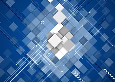 Abstract Blue and White Geometric Design
