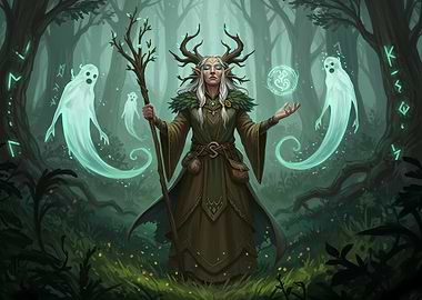 Forest Witch with Ghosts