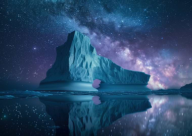Iceberg starry night sky