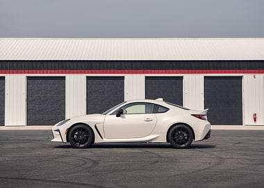 White Sports Car Side View