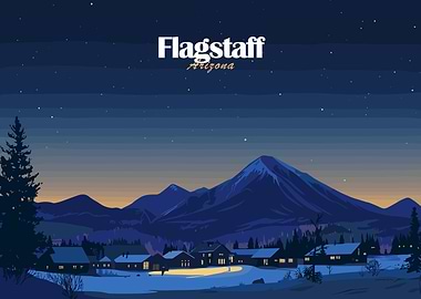 Flagstaff Arizona Night Landscape Illustration