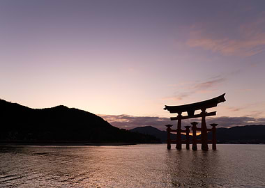 Itsukushima Shrine Torii Gate Sunset