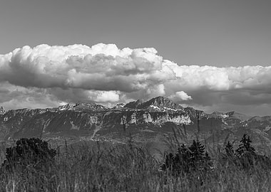 Black and White Mountain Landscape