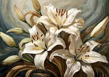 Elegant White Lily Floral Painting