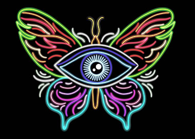 Eye of the Butterfly – Glowing Mystical Insect Art