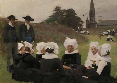 Breton Women and Men in Field