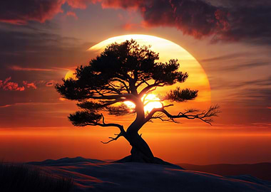 Silhouette Tree by Sunset