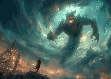 Fantasy Battle: Hero vs. Giant Monster