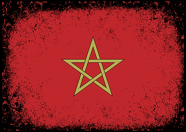 Distressed Moroccan Flag with Star