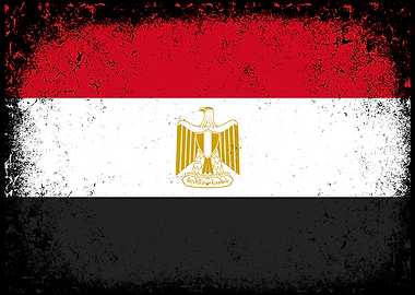 Distressed Egyptian Flag with Golden Eagle