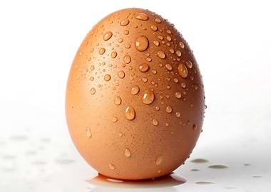 Wet Egg on White Background