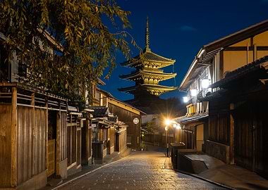Kyoto Pagoda at Night