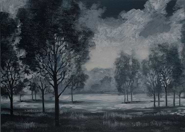 Monochromatic Forest Landscape Painting
